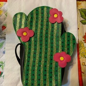 Cactus Shaped Bag with Pink Flowers